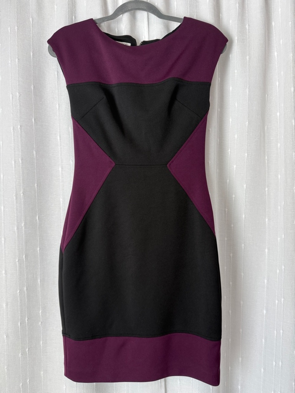 Maggy London Black and Purple Midi Dress
